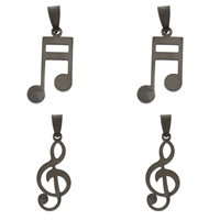 Stainless Steel Pendants, Music Note, different size for choice & blacken, original color, Hole:Approx 4x8mm, 10PCs/Bag, Sold By Bag