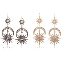 Zinc Alloy Drop Earring iron earring hook Moon and Star plated for woman lead & cadmium free Sold By Pair