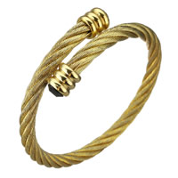 Bracelet en acier inoxydable, avec résine, Placage de couleur d'or, réglable & facettes, 11x9mm, 6mm, Diamètre intérieur:Environ 58mm, Vendu par PC
