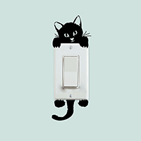 Lichtschalter Aufkleber, PVC Kunststoff, Katze, Klebstoff & 3D & wasserdicht, schwarz, 140x60mm, verkauft von setzen