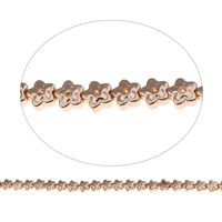 Non Magnetic Hematite Beads, Flower, rose gold color plated, 5.5x3mm, Hole:Approx 1mm, Approx 74PCs/Strand, Sold Per Approx 15.5 Inch Strand