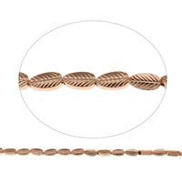 Non Magnetic Hematite Beads, Leaf, rose gold color plated, 4x8x2.50mm, Hole:Approx 1mm, Approx 48PCs/Strand, Sold Per Approx 15.5 Inch Strand