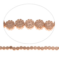 Non Magnetic Hematite Beads, Flower, rose gold color plated, 6.5x3.5mm, Hole:Approx 1mm, Approx 60PCs/Strand, Sold Per Approx 15.5 Inch Strand