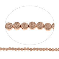 Non Magnetic Hematite Beads, Flower, rose gold color plated, 6x2.5mm, Hole:Approx 1mm, Approx 66PCs/Strand, Sold Per Approx 15.5 Inch Strand