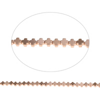 Nicht-magnetische Hämatit Perlen, Non- magnetische Hämatit, Kreuz, Rósegold-Farbe plattiert, 4x2.5mm, Bohrung:ca. 1mm, ca. 98PCs/Strang, verkauft per ca. 15.5 ZollInch Strang