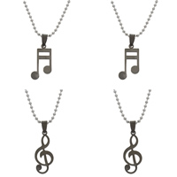 Stainless Steel Sweater Necklace Music Note Unisex & ball chain & blacken original color Sold Per Approx 23.5 Inch Strand
