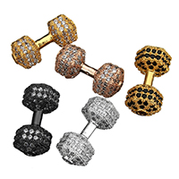 Cubic Zirconia Micro Pave Brass Beads Barbell plated micro pave cubic zirconia Approx 1mm Sold By Lot