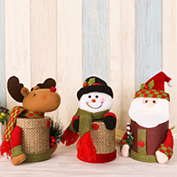 Linen Cotton Christmas Candy Jar with paper box & Plush & Plastic Christmas jewelry Sold By PC