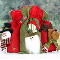 Świąteczna torba na prezent, Tkaniny bawełniane, ze plusz & Satynowa wstążka, Biżuteria Boże Narodzenie & różne style do wyboru, 270x200mm, sprzedane przez PC