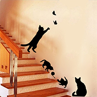 Wall Stickers & Decals, PVC Plastic, animal design & adhesive & waterproof, black, 360x420mm, Sold By Set