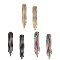 Fashion Fringe Earrings Zinc Alloy stainless steel post pin plated for woman & with rhinestone lead & cadmium free Sold By Pair