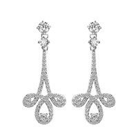 Zinc Alloy Drop Earring with Cubic Zirconia stainless steel post pin platinum color plated for woman lead & cadmium free Sold By Pair