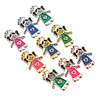 Cubic Zirconia Micro Pave Brass Connector, Girl, plated, micro pave cubic zirconia & enamel & 1/1 loop, more colors for choice, 12x18x2mm, Hole:Approx 1.5mm, 30PCs/Lot, Sold By Lot