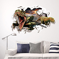 3D Wall Stickers PVC Plastic Dinosaur animal design & adhesive & 3D effect & waterproof Sold By Set