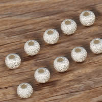 925 Sterling Silver Beads, Round, stardust, 4mm, Hole:Approx 2mm, 100PCs/Lot, Sold By Lot