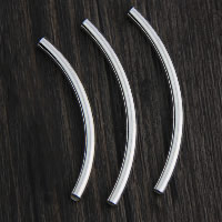 925 Sterling Silver Curved Tube Beads, different packing style for choice, 1.50x15mm, Hole:Approx 1mm, Sold By Lot