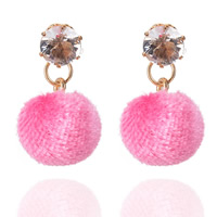 Zinc Alloy Drop Earring with Felt stainless steel post pin gold color plated with rhinestone lead & cadmium free Sold By Pair