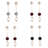 Zinc Alloy Drop Earring with Felt stainless steel post pin gold color plated detachable & with rhinestone lead & cadmium free Sold By Pair