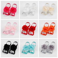 Sandalias descalzas del bebé, Cinta de satén, con ETAMINE, Flor, elástico & para  los niños, más colores para la opción, 60-65mm, Vendido por Par