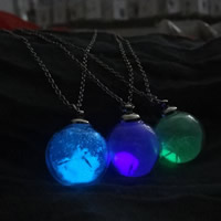 Luminated Necklace, Brass, with Glass, with 5cm extender chain, Round, antique silver color plated, oval chain & for woman, more colors for choice, nickel, lead & cadmium free, 18x23mm, Sold Per Approx 17.5 Inch Strand