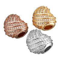 Cubic Zirconia Micro Pave Brass Europeo Bead, metal, chapado, micro arcilla de zirconia cúbica & sin rosca, más colores para la opción, 15x14x11.50mm, agujero:aproximado 4.5mm, 15PCs/Grupo, Vendido por Grupo