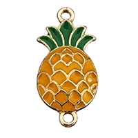 Brass Jewelry Connector, Pineapple, gold color plated, enamel, 12x26x3mm, Hole:Approx 1.5mm, 300PCs/Lot, Sold By Lot