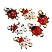 Brass Jewelry Connector, Ladybug, plated, enamel & 1/1 loop, more colors for choice, 14x20x4mm, Hole:Approx 2mm, 200PCs/Lot, Sold By Lot
