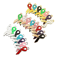Awareness Ribbon Pendant, Brass, word hope, plated, enamel, more colors for choice, 15x24x3mm, Hole:Approx 1.5mm, 400PCs/Lot, Sold By Lot