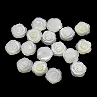 Vit Lip Shell Pärlor, Blomma, olika storlek för val & Halvborrade, Hål:Ca 0.8-1mm, 50PC/Bag, Säljs av Bag