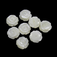 Perles de coquillages blancs, Lèvre blanche, fleur, semi-foré, 13X6mm, Trou:Environ 1mm, 10PC/sac, Vendu par sac