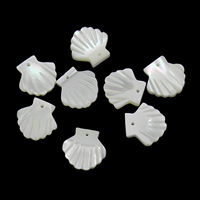 Weiße Lippenschale Perlen, 13x12x2.5mm, Bohrung:ca. 0.1mm, 50PCs/Tasche, verkauft von Tasche
