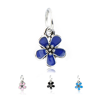 European Style Zinc Alloy Dangle Beads Flower plated enamel nickel lead & cadmium free Sold By Lot