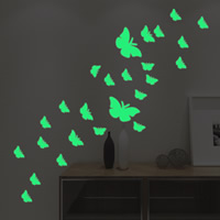 Night Glow Stickers, PVC Plastic, Butterfly, adhesive & luminated, 210x290mm, Sold By PC