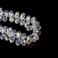 Teardrop Crystal Beads, colorful plated, faceted, 6x12mm, Hole:Approx 1-2mm, Approx 100PCs/Bag, Sold By Bag