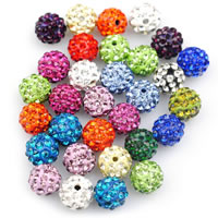 Strass Ton befestigte Perlen, rund, verschiedene Verpackungs Art für Wahl, gemischte Farben, 10mm, Bohrung:ca. 1-2mm, verkauft von Tasche