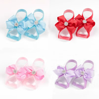Satin Ribbon Bowknot elastic & for children & with rhinestone 50mm Sold By Pair
