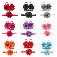 Children Hair Accessory, Baby Barefoot Sandals & headband, Satin Ribbon, Flower, elastic & for children, more colors for choice, 80mm, Length:Approx 14.9 Inch, Sold By Pair
