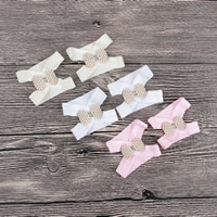 Baby Barefoot Sandalen, Satijnen lint, met Plastic Pearl, Strik, elastische & voor kinderen & met strass, meer kleuren voor de keuze, 50mm, Verkocht door pair