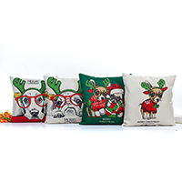 Cushion Cover Cotton Fabric Square animal design & Christmas jewelry Sold By PC