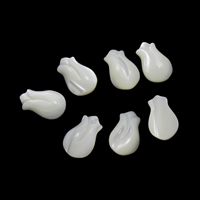 Fehér ajakrúzs gyöngyök, Virág, 8x13x3mm, 50PC-k/Bag, Által értékesített Bag