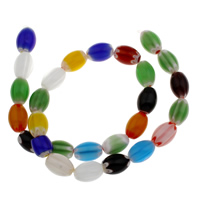 Perles murano faites à la main , chalumeau, fait à la main, 10x14mm, Trou:Environ 1mm, Environ 26PC/brin, Vendu par Environ 14.5 pouce brin