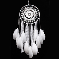 Fashion Dream Catcher, Iron, with Lace & Feather & Polyester Cord, Tassel, painted, 500-550mm, Sold By PC