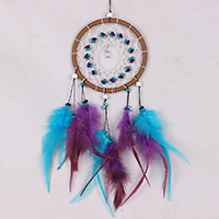 Fashion Dream Catcher, ABS Plastic, with Feather & Polyester Cord & Natural Turquoise, Tassel, 400mm, Sold By PC