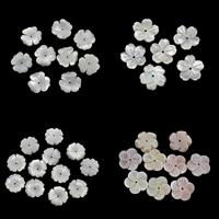 Natural Pink Shell gyöngyök, Fehér ajakrúzs, -val Pink Shell, Virág, különböző stílusokat a választás, 15x2mm, Lyuk:Kb 1mm, 10PC-k/Bag, Által értékesített Bag