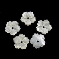 Witte Lip Shell Beads, White Lip Shell, Bloem, 19.5x2mm, Gat:Ca 2mm, 10pC's/Bag, Verkocht door Bag