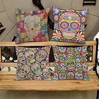 Cushion Cover, Cotton Fabric,  Square, with skull pattern & different designs for choice, 450x450mm, Sold By PC
