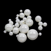 Natürliche Süßwasser Muschel Perlen, Muschelkern, rund, verschiedene Größen vorhanden & halbgebohrt, weiß, Bohrung:ca. 1-1.5mm, 50PCs/Tasche, verkauft von Tasche