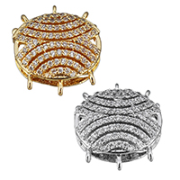 Brass Box Clasp, plated, micro pave cubic zirconia & 3-strand, more colors for choice, 17x19x8mm, Hole:Approx 1mm, 5PCs/Lot, Sold By Lot