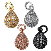 Cubic Zirconia Micro Pave Brass Pendant, Teardrop, plated, micro pave cubic zirconia, more colors for choice, 8x14x8mm, Hole:Approx 3mm, 10PCs/Lot, Sold By Lot