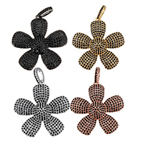 Cubic Zirconia Micro Pave Brass Pendant, Flower, plated, micro pave cubic zirconia, more colors for choice, 28x29x4.50mm, Hole:Approx 3x5mm, 5PCs/Lot, Sold By Lot